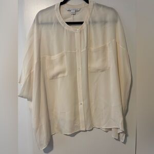 Diane Von Furstenberg Karrly Silk Blouse - Cream M
